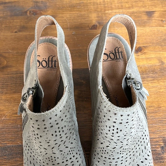 Sofft Tensley Distressed Leather Perforated Gray Slingback Clog/Bootie- 8.5 - Picture 7 of 11